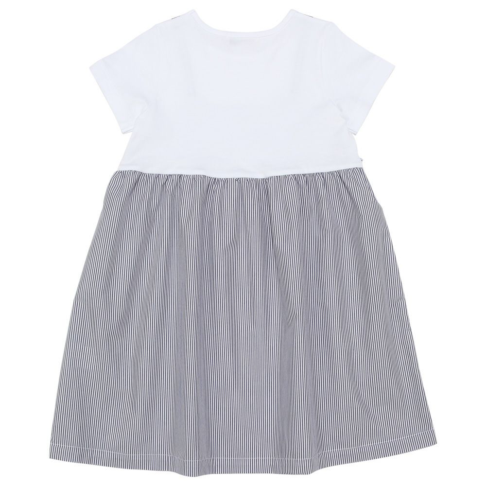 子供服 女の子 綿100％ ギャザー ＆ フリル ドッキングワンピース ブルー(61) 背面