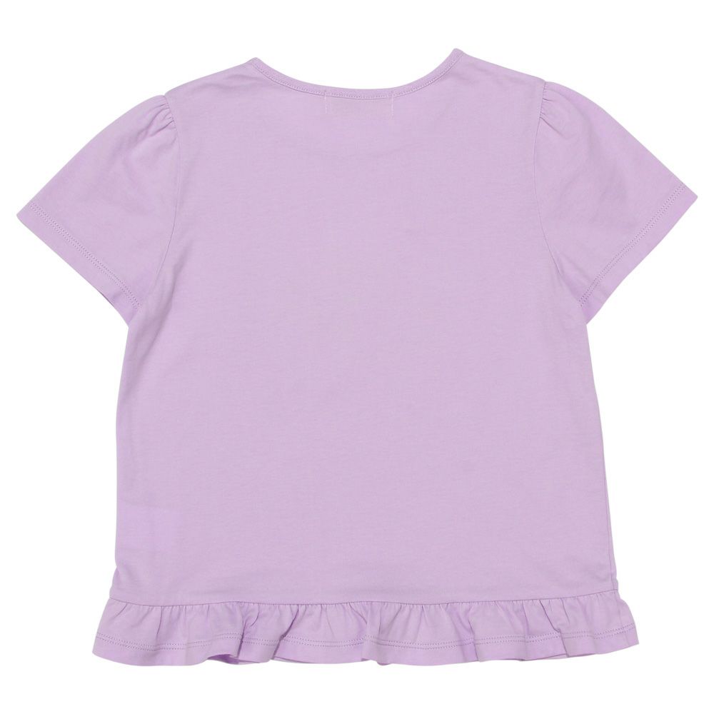 ベビー服 女の子 綿100％ お花 ピアノ 音符 プリント フリル Tシャツ パープル(91) 背面