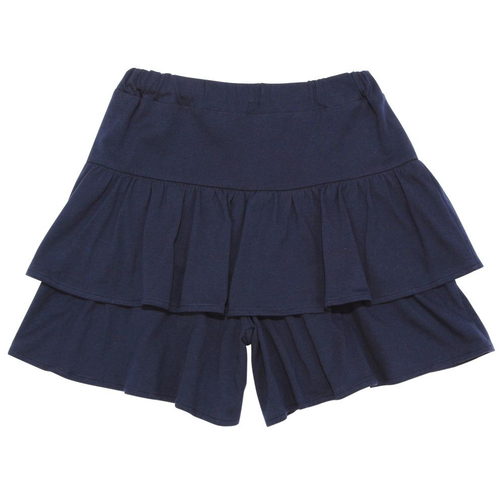 ベビー服 女の子 綿100％ ウエストゴム フリル 無地 キュロット ネイビー(06) 背面