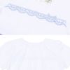 子供服 女の子 リボン レース 刺繍 ストライプ柄 ドッキングワンピース ブルー(61) デザインポイント1