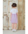 子供服 女の子 リボン レース 刺繍 ストライプ柄 ドッキングワンピース パープル(91) モデル画像2