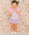 子供服 女の子 ギンガムチェック柄 フリル ブルマ パンツ パープル(91) モデル画像2