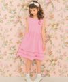 子供服 女の子 ギンガムチェック柄 リボンつき ワンピース ピンク(02) モデル画像アップ