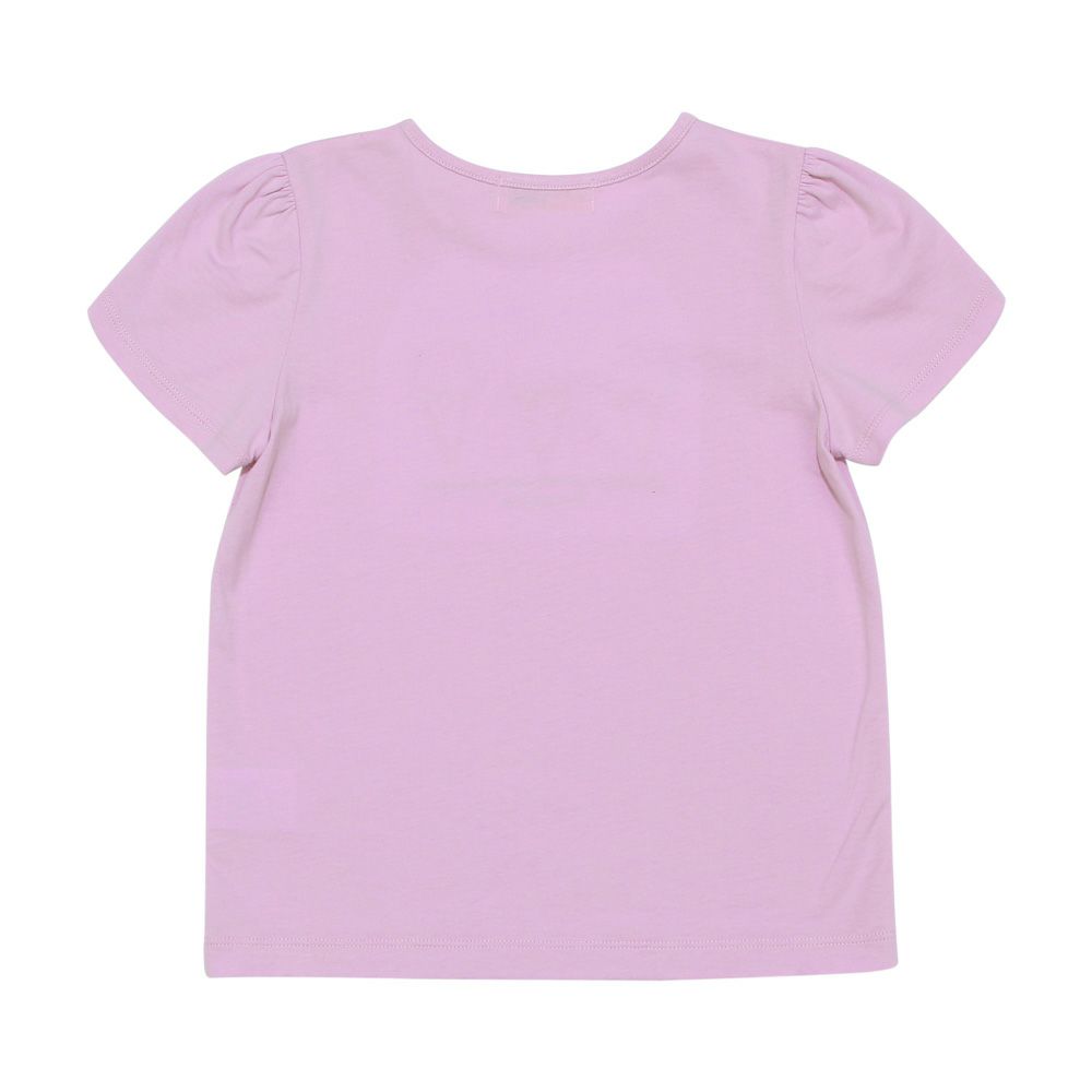 ベビー服 女の子 綿100％ チューリップ袖 刺繍 ロゴ 花 アイスクリーム Tシャツ パープル(91) 背面