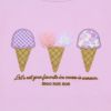 ベビー服 女の子 綿100％ チューリップ袖 刺繍 ロゴ 花 アイスクリーム Tシャツ パープル(91) デザインポイント1