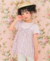 ベビー服 女の子 綿100％ オリジナル 花柄 プリント リボン 重ね着風 Aライン Tシャツ