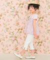 ベビー服 女の子 綿100％ オリジナル 花柄 プリント リボン 重ね着風 Aライン Tシャツ ピンク(02) モデル画像4