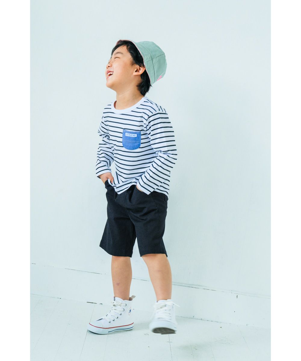 ベビー服 男の子 ストレッチ 無地 カラー ハーフパンツ ブラック(00) モデル画像2