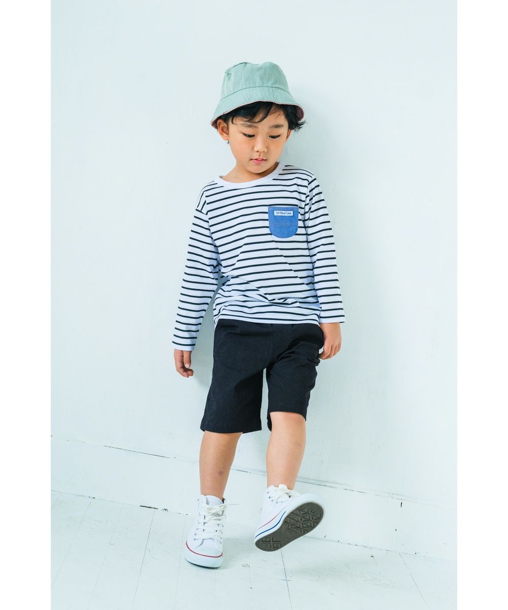 ベビー服 男の子 ストレッチ 無地 カラー ハーフパンツ ブラック(00) モデル画像3