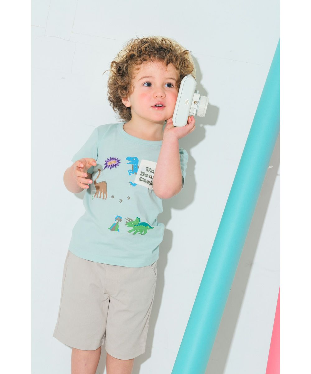 ベビー服 男の子 ストレッチ 無地 カラー ハーフパンツ グレー(09) モデル画像1