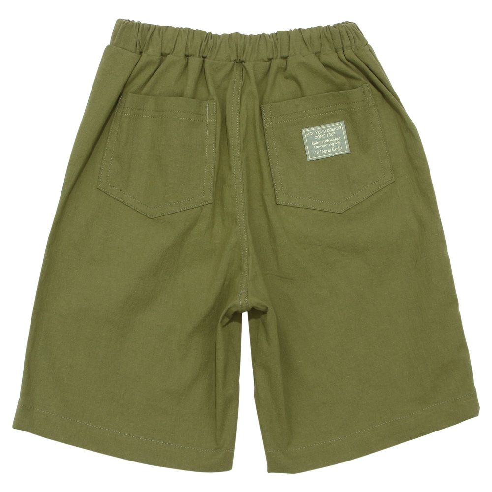 ベビー服 男の子 ストレッチ 無地 カラー ハーフパンツ カーキ(82) 背面