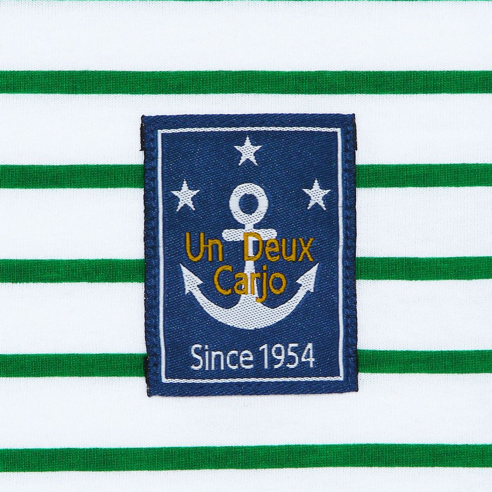 ベビー服 男の子 綿100％ ボーダー ワッペン カットソー カジュアル Tシャツ ネイビー(06) デザインポイント1