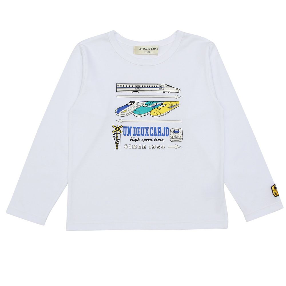 ベビー服 男の子 綿100％ 電車 乗り物 ロゴ プリント カットソー Tシャツ オフホワイト(11) 正面