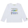 ベビー服 男の子 綿100％ 電車 乗り物 ロゴ プリント カットソー Tシャツ オフホワイト(11) 正面