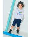 ベビー服 男の子 綿100％ 電車 乗り物 ロゴ プリント カットソー Tシャツ オフホワイト(11) モデル画像全身