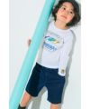 ベビー服 男の子 綿100％ 電車 乗り物 ロゴ プリント カットソー Tシャツ オフホワイト(11) モデル画像1