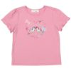 ベビー服 女の子 綿100％ ユニコーンプリント リボン Tシャツ ショッキングピンク(21) 正面