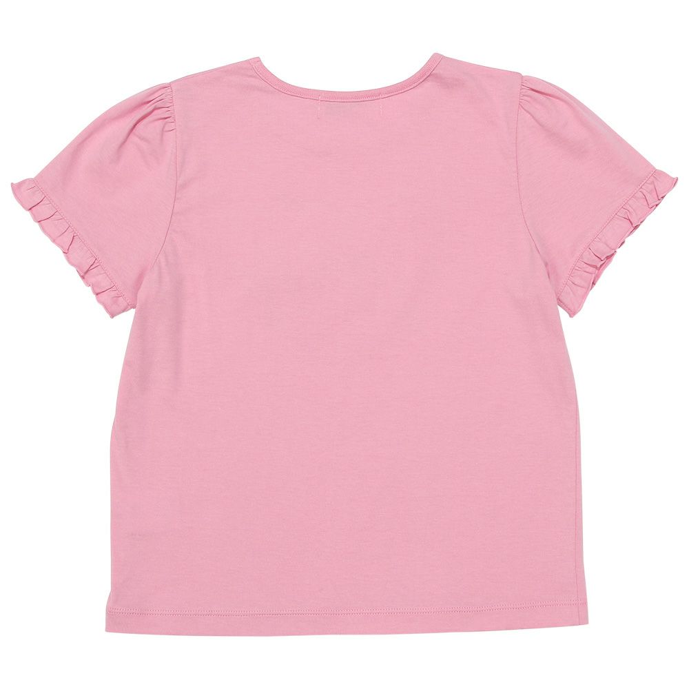 ベビー服 女の子 綿100％ ユニコーンプリント リボン Tシャツ ショッキングピンク(21) 背面