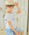 ベビー服 女の子 綿100％ バッグ刺繍 リボン 花モチーフ Tシャツ オフホワイト(11) モデル画像アップ