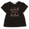 子供服 女の子 綿100％ リボン さくらんぼ ロゴ プリント Tシャツ ブラック(00) 正面