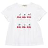 子供服 女の子 綿100％ リボン さくらんぼ ロゴ プリント Tシャツ オフホワイト(11) 正面
