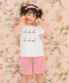 子供服 女の子 綿100％ リボン さくらんぼ ロゴ プリント Tシャツ オフホワイト(11) モデル画像全身