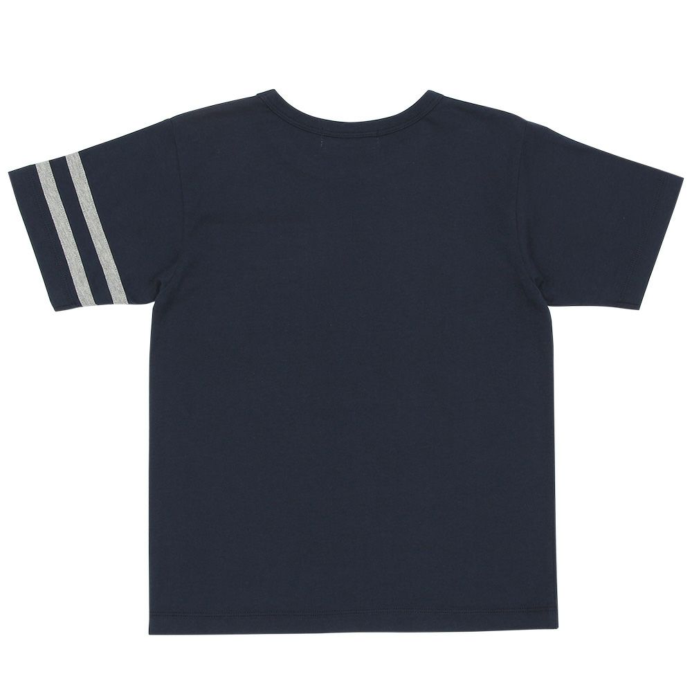 子供服 男の子 綿100％ ロゴ 刺繍 ポケット ワッペンつき Tシャツ ネイビー(06) 背面