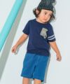 子供服 男の子 綿100％ ロゴ 刺繍 ポケット ワッペンつき Tシャツ ネイビー(06) モデル画像アップ