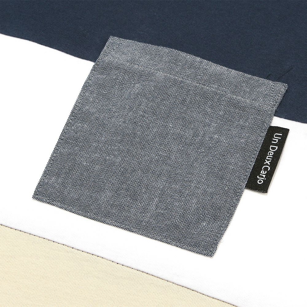 ベビー服 男の子 綿100％ポケット ワッペンつき Tシャツ ネイビー(06) デザインポイント1