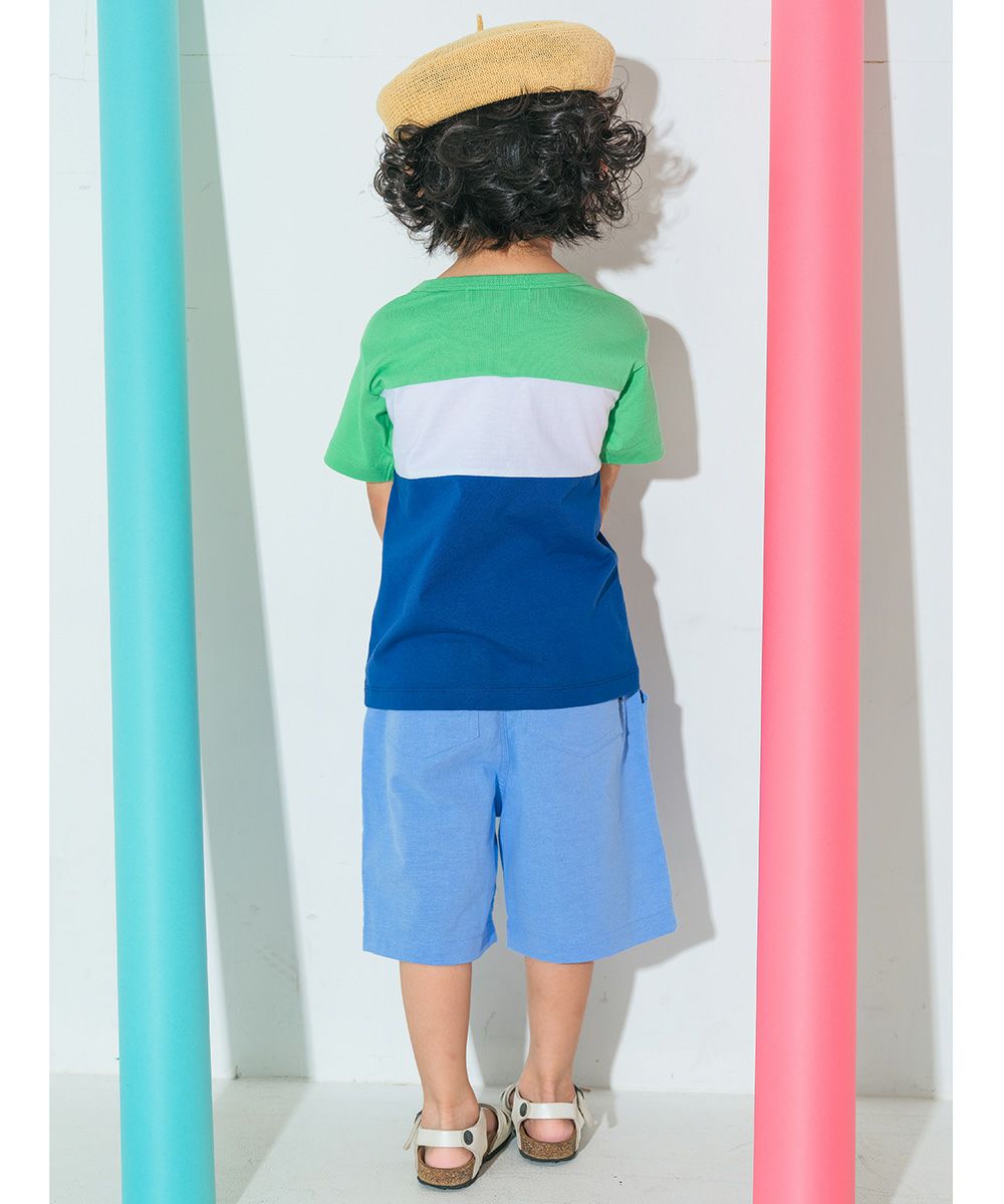 ベビー服 男の子 綿100％ポケット ワッペンつき Tシャツ グリーン(08) モデル画像2