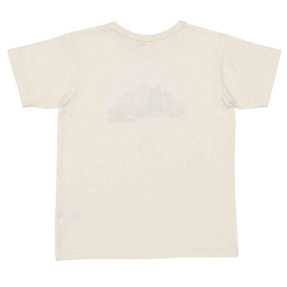 ベビー服 男の子 綿100％ 乗り物  働く車 ショベルカー刺繍 Tシャツ アイボリー(12) 背面