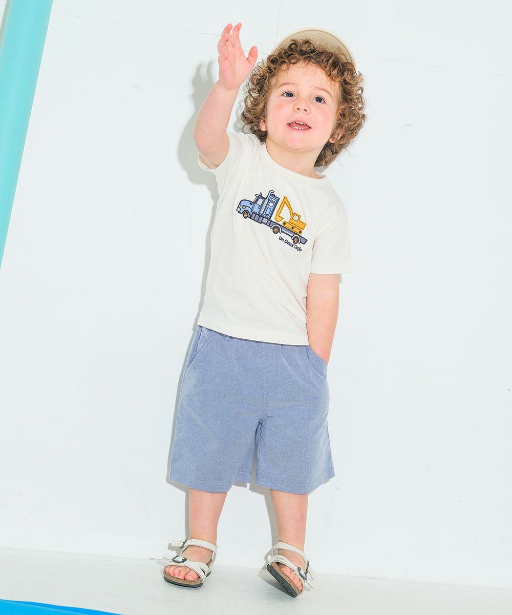 ベビー服 男の子 綿100％ 乗り物  働く車 ショベルカー刺繍 Tシャツ アイボリー(12) モデル画像2