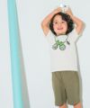 ベビー服 男の子 綿100％ 恐竜 プリント ワッペン 双眼鏡モチーフ Tシャツ アイボリー(12) モデル画像全身