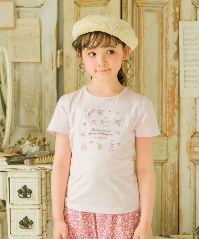 綿100％ 音楽会 ＆ リボン お花 刺繍 Tシャツ｜ベビー・子供服 通販 