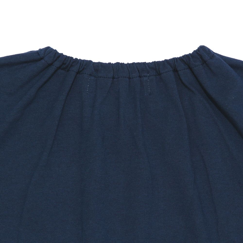 ベビー服 女の子 綿100％ 音楽会 ＆ リボン お花 刺繍 Tシャツ ネイビー(06) デザインポイント2