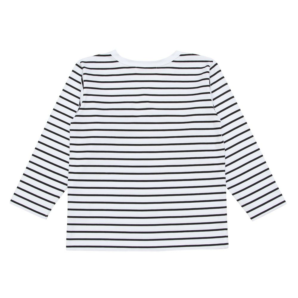 ベビー服 男の子 綿100％ デニム ポケット ボーダー Tシャツ ブラック(00) 背面