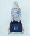 子供服 男の子 乗り物 電車プリント トートバッグ ネイビー(06) モデル画像アップ
