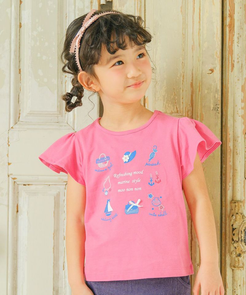 子供服 女の子 綿100％ マリン ラメ ロゴ プリント Tシャツ