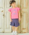 子供服 女の子 綿100％ マリン ラメ ロゴ プリント Tシャツ ピンク(02) モデル画像アップ