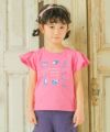 子供服 女の子 綿100％ マリン ラメ ロゴ プリント Tシャツ ピンク(02) モデル画像全身
