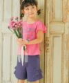 子供服 女の子 綿100％ マリン ラメ ロゴ プリント Tシャツ ピンク(02) モデル画像1