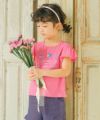 子供服 女の子 綿100％ マリン ラメ ロゴ プリント Tシャツ ピンク(02) モデル画像2