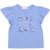 子供服 女の子 綿100％ マリン ラメ ロゴ プリント Tシャツ ブルー(61) 正面
