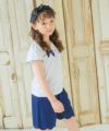 子供服 女の子 綿100％ リボンつき レース プリント Tシャツ オフホワイト(11) モデル画像3