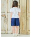 子供服 女の子 綿100％ リボンつき レース プリント Tシャツ オフホワイト(11) モデル画像4