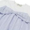 子供服 女の子 リボンつき ドビー織り ストライプ模様 重ね着風 Tシャツ ブルー(61) デザインポイント1