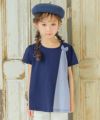 子供服 女の子 リボンつき ストライプ柄 切り替え Aライン Tシャツ