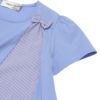 子供服 女の子 リボンつき ストライプ柄 切り替え Aライン Tシャツ ブルー(61) デザインポイント1