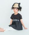 子供服 女の子 ギンガムチェック リボン ギャザー 切り替え Tシャツ ブラック(00) モデル画像3