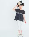子供服 女の子 ギンガムチェック リボン ギャザー 切り替え Tシャツ ブラック(00) モデル画像4